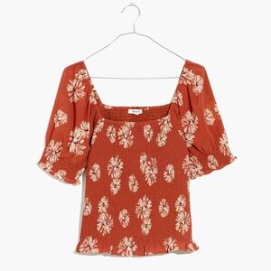 NWT Madewell Puff-Sleeve Smocked Bodice Blouse | Moody Blooms | Women’s Plus XXL